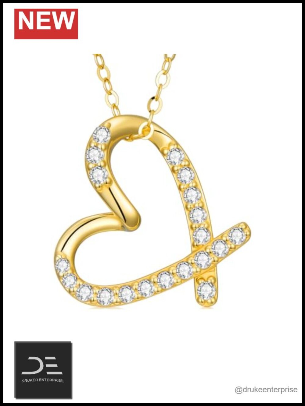 14k Gold Lab Grown Diamond Open Heart Necklace 18 Inch Women's Jewelry Gift